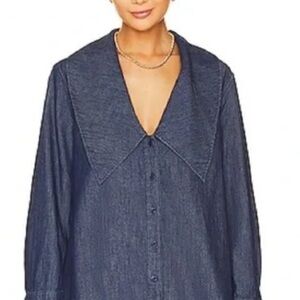 NWT WeWoreWhat Dani Collared Button-Up Chambray Shirt SzM-L
